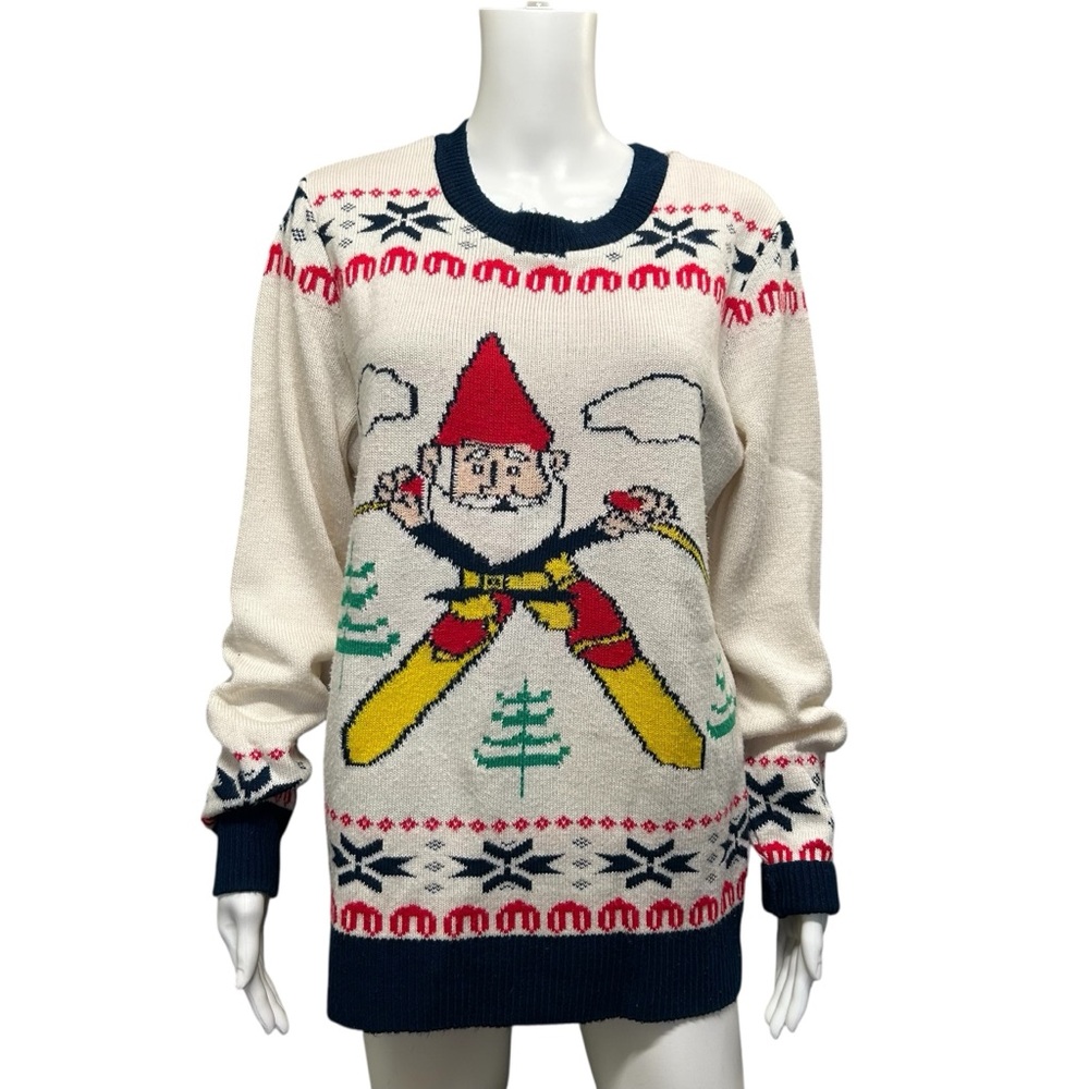 Junk Food Skiing Gnome Fair Isle Sweater Ugly Size L